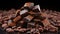 Title dark chocolate and cocoa beans culinary background for gourmet cooking and baking