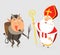 Title: Krampus and Saint Nicholas - cartoon style isolated - vector illustration