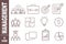 Title: Set of 12 Management web icons in line style. Teamwork, strategy, business, planning, marketing, profit.