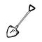 Titled shovel with a wooden handle. Bayonet shovel. Spade icon. Vector illustration.