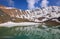 Titov peak and lake in Tian Shan mountains in Kazakhstan