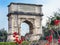 Titus Arch Jerusalem Victory Red Flowers Roman Forum Rome Italy