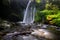 Tiu Kelep Waterfall near Rinjani, Senaru Lombok indonesia. Southeast Asia. Motion blur and soft focus due to Long Exposure Shot.