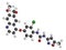 Tivozanib cancer drug molecule. 3D rendering. Atoms are represented as spheres with conventional color coding: hydrogen white,.