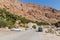 TIWI, OMAN - MARCH 4, 2017: Cars in Wadi Tiwi valley, Om