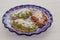 Tlacoyos Mexican food, green and red sauce in Mexico city spicy food mexican culture