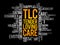 TLC - Tender Loving Care word cloud, concept background