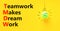 TMDW Teamwork makes dream work symbol. Concept words TMDW Teamwork makes dream work on yellow paper on beautiful yellow background