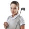 To be the best youve gotta play with the best. Studio shot of a young golfer holding a golf ball and iron club isolated