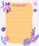 To do list with flowers. Planner with exotic flowers and plants. Template for sticker, sticky notes, planners, check lists,