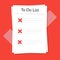 To do list icon concept. All tasks are failed. Planning sign design. Paper sheets with check mark. Vector flat