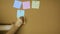 To do list for tired people. Just sleep. Hands pining sticky notes on pin board funny animation