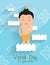 to give birth Vesak day.Buddha on the lotus Vector