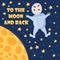 To the moon and back flat vector postcard template