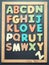 A to Z alphabet colorful wooden word on black board