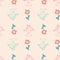 Toadstool amanita and flower seamless pattern pink pastel for textile design and wrapping paper