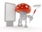 Toadstool character with blank billboard