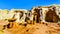 Toadstool Hoodoos against the background of the colorful sandstone mountains in Grand Staircase-Escalante Monument