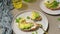 Toast with avocado cream cheese and wheat bread