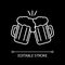 Toast with beer mugs white linear icon for dark theme
