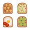 Toast breackfast vector illustration. Toasted sandwiches collection.Toasts with different ingredients Top View.