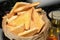 Toast bread in basket during morning breakfast buffet in hotel setting