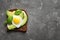 Toast bread with cream cheese, avocado and fried egg