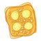 Toast bread isolated icon on white background. Sandwich with chocolate or peanut butter and banana doodle. Breakfast food. Flat