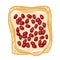 Toast bread isolated icon on white background. Sandwich with icing spread butter and garnet seeds doodle. Breakfast food. Flat