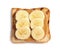 Toast bread with tasty peanut butter and banana slices