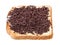 Toast with butter and chocolate sprinkles isolated