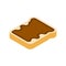 Toast with chocolate spread isolated.  piece of bread with chocolate