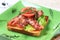 Toast with crispy bacon strips