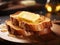 toast with fresh butter on wooden plate