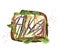 Toast with grilled tofu cheese, onion and lettuce