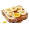 Toast with honey and banana slices, isolated. Generative AI