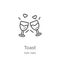 toast icon vector from date night collection. Thin line toast outline icon vector illustration. Outline, thin line toast icon for