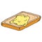 Toast with a piece of butter icon. Vector piece of butter on toast. Hand drawn buttered toast. Bread toast