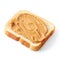 Toast Slice with Peanut Butter Isolated on White Background. Generative ai