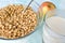 Toasted cereal and hot milk