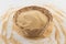 Toasted manioc flour into a bowl