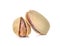 Toasted pistachios on a white background