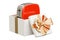 Toaster inside gift box, gift concept. 3D rendering