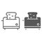 Toaster line and glyph icon, kitchen and cooking