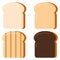 Toasts bread vector set isolated on white background.