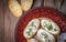 Toasts with radish, chives and cottage cheese.