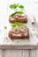 Toasts with ricotta, radish and rye bread