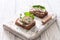 Toasts with rye bread, ricotta ,radish and cucumber