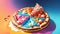 Toasty Delight A Scrumptious Marshmallow Pizza for National Toasted Marshmallow Day.AI Generated