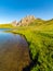 Tobavarchkhili lake in morning light on a sunny day, Egrisi mountains, Svaneti, Georgia